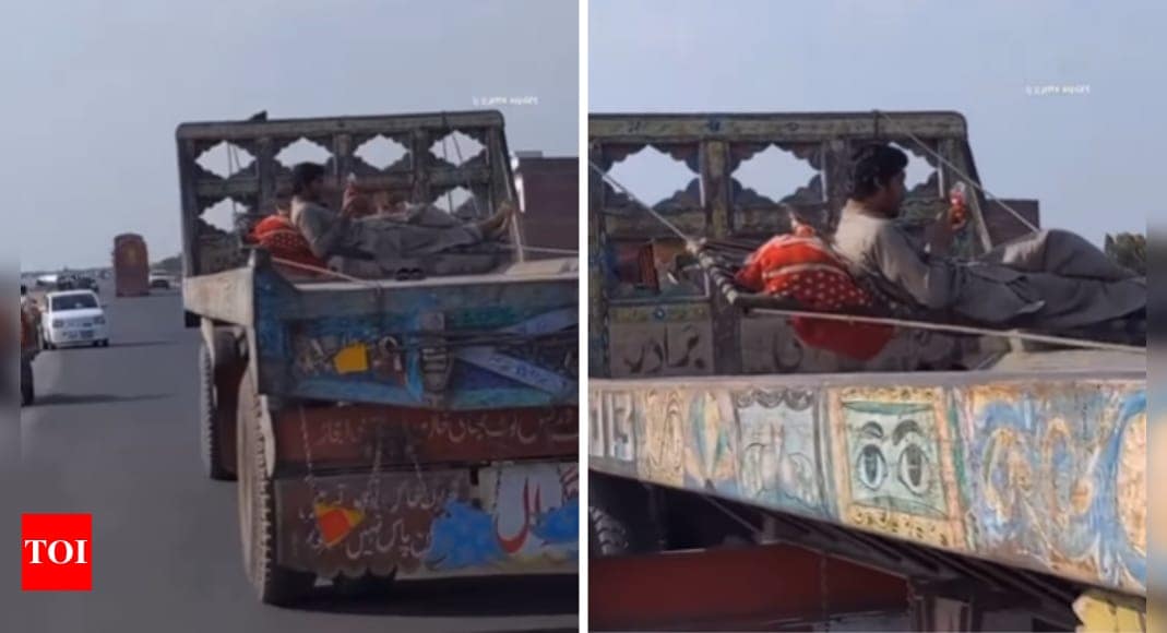 Hammock on wheels: Pakistani man’s relaxed truck ride on busy road goes viral Hammock on wheels: Pakistani man’s relaxed truck ride on busy road goes viral