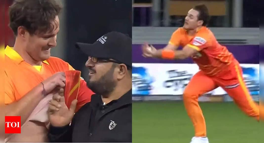 Poking umpire and stunning catch! Mark Adair shines in ILT20 debut despite Gulf Giants’ narrow loss against Sharjah Warriorz – Watch Poking umpire and stunning catch! Mark Adair shines in ILT20 debut despite Gulf Giants’ narrow loss against Sharjah Warriorz – Watch